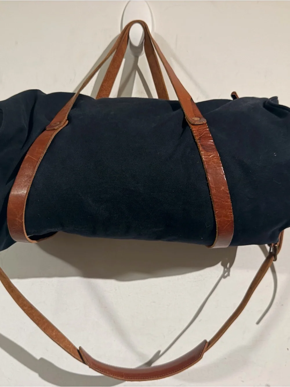Bradley Mountain Black Canvas Duffel Brown Leather Trim - Weekend Travel Bag